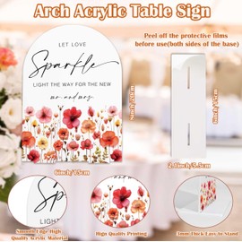Sparklers Wedding Send Off Sign, 6x8" Acrylic Wedding Signs for Wedding Reception, Flower Bridal Shower Decor with Base, Bridal Shower Centerpieces for Tables, Engagement Party Decorations