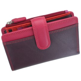 Visconti Rainbow Collection Cayman Leather Purse with RFID Blocking RB97 Plum Multi