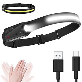 CATO Lightweight Headlamp Flashlight, USB Rechargeable Outdoor Headlamp, Super Bright Wide Beam and Focus Light Switch Waterproof Soft Silicone Headlight for Camping Hiking Fishing Running ,1pcs