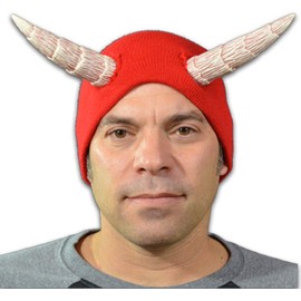 TrickOrTreatStudios Red Knitted Beanie Hat Cap w Devil Horns Animal Adult