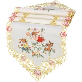 Simhomsen Embroidered Easter Bunny and Eggs Table Linen, Runners 15 × 86 Inch