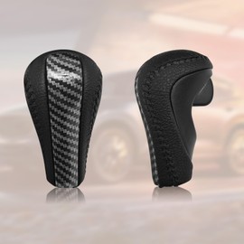 VKGUG Black Leather Carbon Fiber Pattern Gear Shift Knob Shifter Compatible with Honda Accord 2008-2013 Crosstour 2010-2011 Automatic Gear Shift Handle Lever