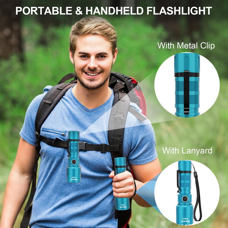 Banral Flashlights High Lumens Rechargeable, Super Bright Long Range Small
