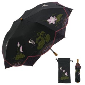 Chinoiserie Modern Parasol, Actress Parasol, Premium Folding Parasol, Short Parasol, Shop Channel, Full Light Blocking, Heat Retention, UV Protection, Cool Umbrella, For Sunny or Rainy Weather,