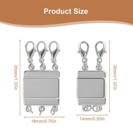 Pack of 2 Layering Magnetic Clasps Magnetic Clasp Chain for Necklace Bracelets Jewellery Connection Buckles Multiple Chains Separate Layering Clasps Chains Magnetic Connector Silver