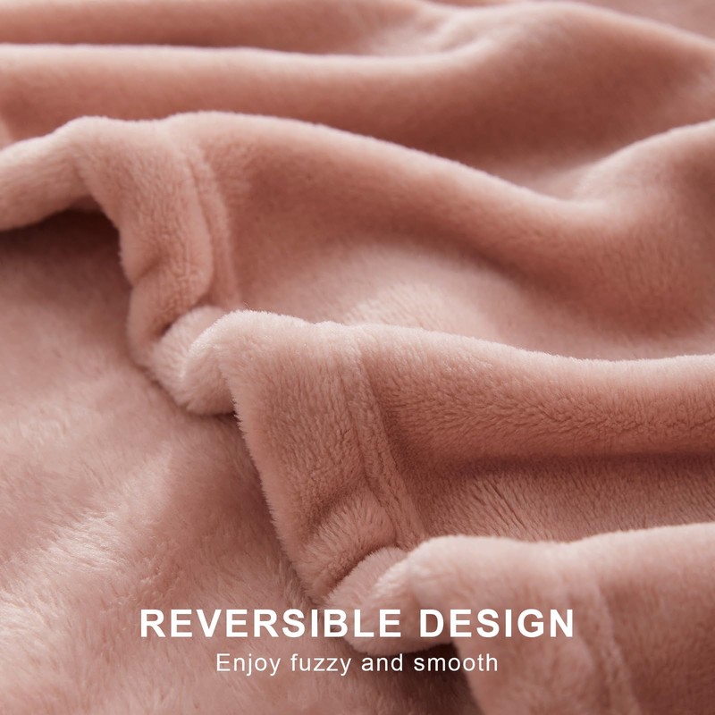 EHEYCIGA Fleece Blanket Dusty Pink Throws for Sofas Fluffy Warm