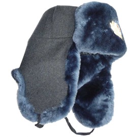 Ushanka company Russian Police Sheepskin Winter Hat-54 Army Officer Gray/Blue