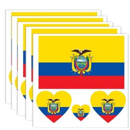 20 PCS Ecuador Flag Tattoo,Ecuadorians Banner Tattoos Decoration Decal, Rectangle Heart Waterproof Sticker for Party Parade