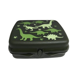 Tupperware Sandwich Box Storage Box Lunch Box Square with Hinge and Locking Dinosaur (Green)