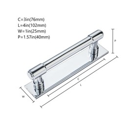 khtumeware 5 Pack 3 Inch(76 mm) Center to Center Polished Chrome Cabinet Pull Backplate with Base Plate Zinc Solid Kitchen Cabinet Handles Drawer Pulls Cabinet Hardware