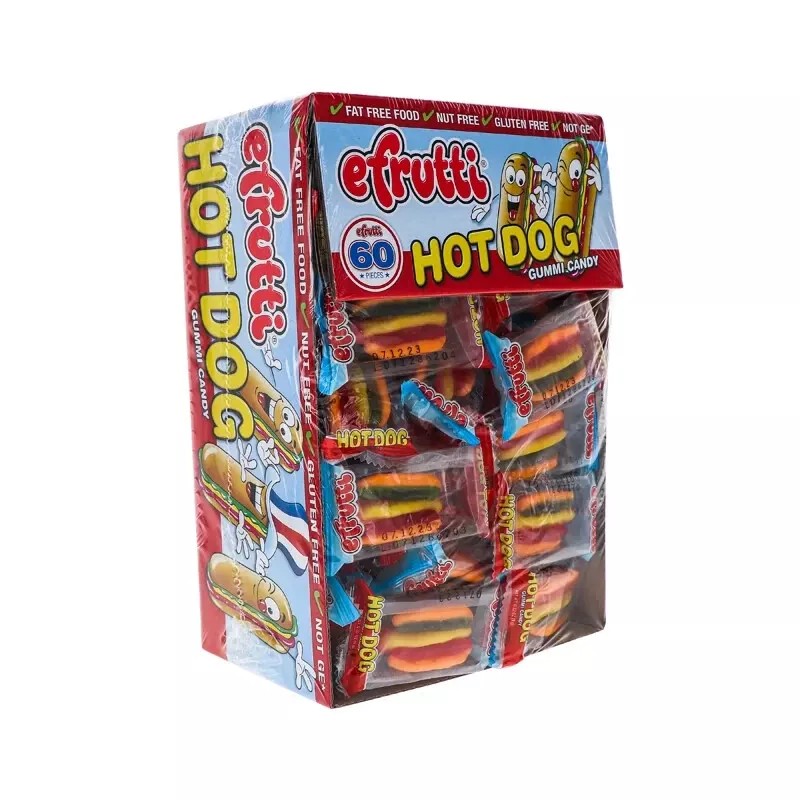 E-Frutti Gummy Hot Dogs Candy (60 Count) - 0.32 oz