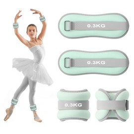2 x Weight Cuffs Foot, Weights for Legs and Arms, Ankle Weights, Wrist Weights, Ankle Weights for Pilates, Yoga, Walking, Jogging, Aerobics (0.3 kg, Blue)