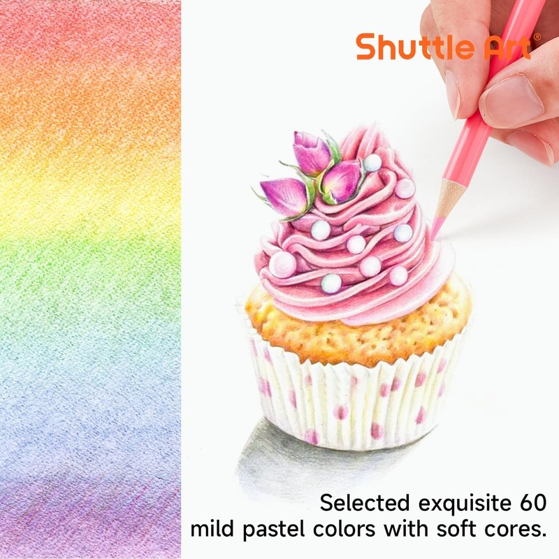 Shuttle Art Colored Pencils, 60-Color Set - Pastel Color Pens