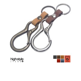 Highstyle Tochigi Leather & Carabiner Base Grade Key Chain, antique/navy
