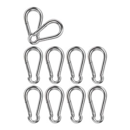 Lissey Carabiner 304 Stainless Steel Spring Hook Key Chain Multi-functional Carabiner for Outdoor Trekking, Drop Prevention, Load Capacity (1.6 inches (4 cm), Set of 10, Silver