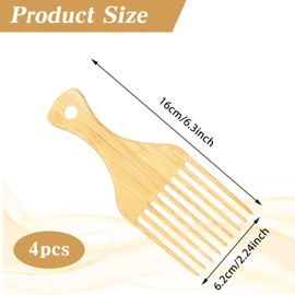 YBEATY 4 Pcs Bamboo Comb Set for Afro Hair Natural Anti-Static Picks Long Wide Tooth Detangling Accessories Wig Braid Hair Styling Comb for Men Women