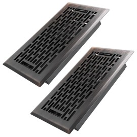 Howeall 4x8 Inches 2 Pack Heavy Duty Walkable Floor Register - Easy Adjust Air Supply Lever Decorative Floor Vent Covers, Boston Design Vent Covers for Home - Oil Rubbed Bronze
