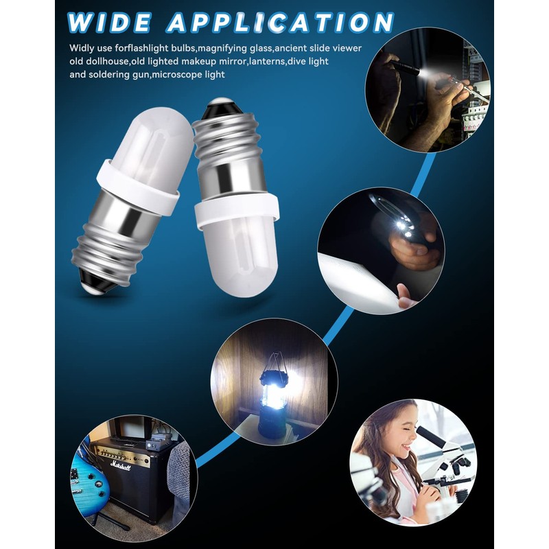 Keiurot E10 Led Bulb Flashlight Bulbs E10 Mini Led Bulb
