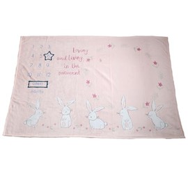 Ziggle Bunnies Milestone Blanket- For Nursery Cot and Pram, New Baby Gift
