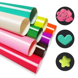 Transfer Film Plotter Puff, 3D Plotter Film Textile, Puff Vinyl Film Plotter Heat Press, Iron-On HTV Vinyl for T-Shirts DIY Clothing Craft Supplies, 9 Colours, 10 x 12 Inches (30.5 x 25 cm)