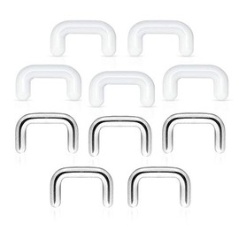 Pierced Owl Set of 10 Septum Ring Retainers in 316L Stainless Steel and Clear Acrylic (14GA (1.6mm)), Acrylic,Stainless Steel