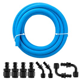 Fuel Line Hose Kit 6AN 3/8" High Pressure with Push Lock Fittings for Fuel Systems Engines Tube Hose 20FT Blue