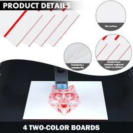 ABS Plastic Sheets 1/8 inch Thick 12''x8'' 4 Pack, Laser Engraving Double Color Plastic Sheet DIY Materials for Sign, Painting, Art Craft,Badges, DIY Carving (White red)
