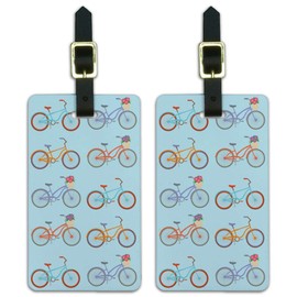 Bicycle and Bikes Pattern Luggage ID Tags Suitcase Carry-On Cards - Set of 2