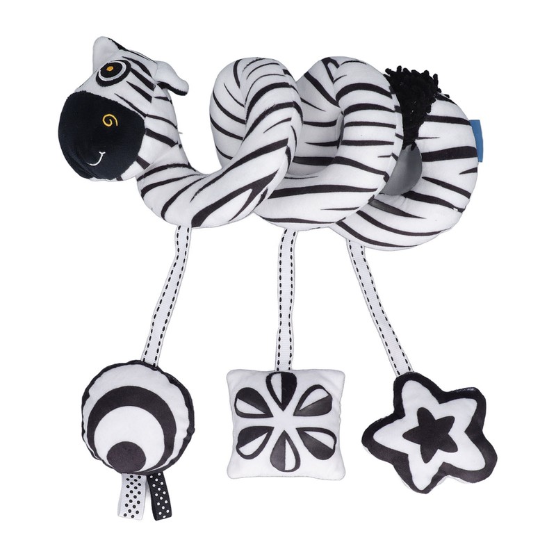 Baby Plush Animal Stroller Toys Black and White Spiral Activity
