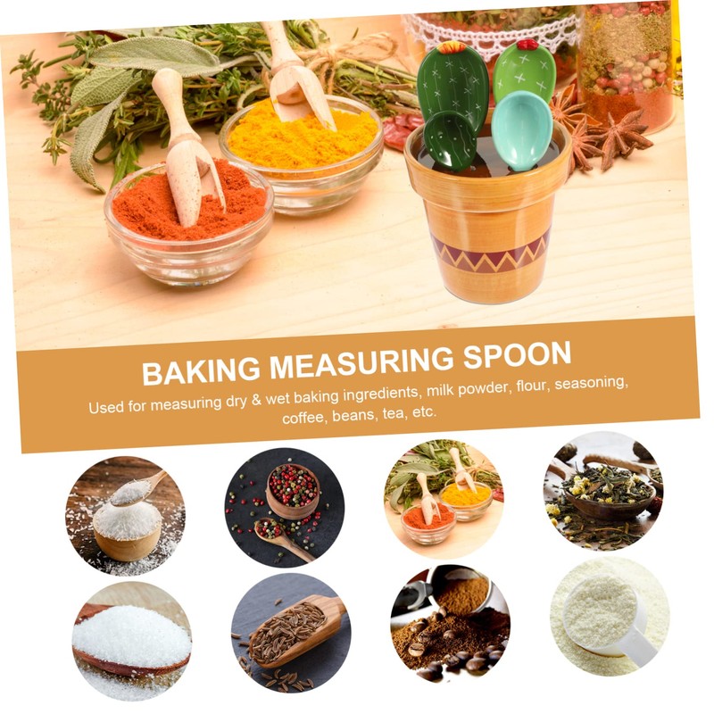 LABRIMP Elegant Cactus Measuring Spoon Set 5-Piece Ceramic Utensils Ergonomic