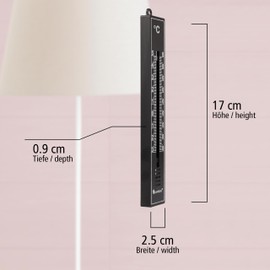 Lantelme Analogue Thermometer for Indoor Outdoor Garden | Made in Germany | Weatherproof 17 cm Length Plastic Colour Black | Temperature Display -30 to +50°C | Outdoor Thermometer Garden Thermometer