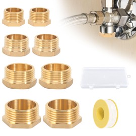 Brass Plug 3/4 Inch, Pack of 8 Sealing Caps, Male Thread, 3/8 1/2, 3/4, 1 Male Thread with Seal, Brass Cap Hexagonal with Storage Box for Taps, Water Pipes