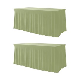 Your Magic Moment Sage Green Table Cloth Rectangle Table Skirts - Spandex Table Covers 6 ft 2pcs Banquet Linen Tablecloth - Green Party Decorations Decor - Manteles de Mesa de Tela para Fiestas