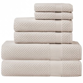 SALBAKOS - Luxury 6 Piece Towel Set, 100% Turkish Cotton, Quick Drying, Highly Absorbent & Comfy, Includes 2 Bath Towels, 2 Hand Towels & 2 Washcloths | (White)