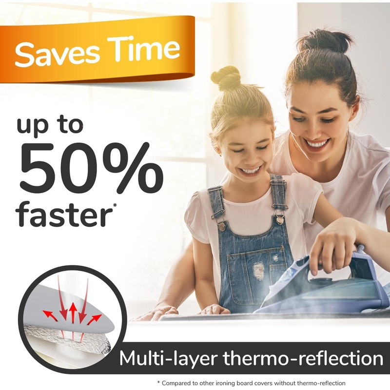 Super Soft Ironing Board Cover & Pad with Heat Reflection