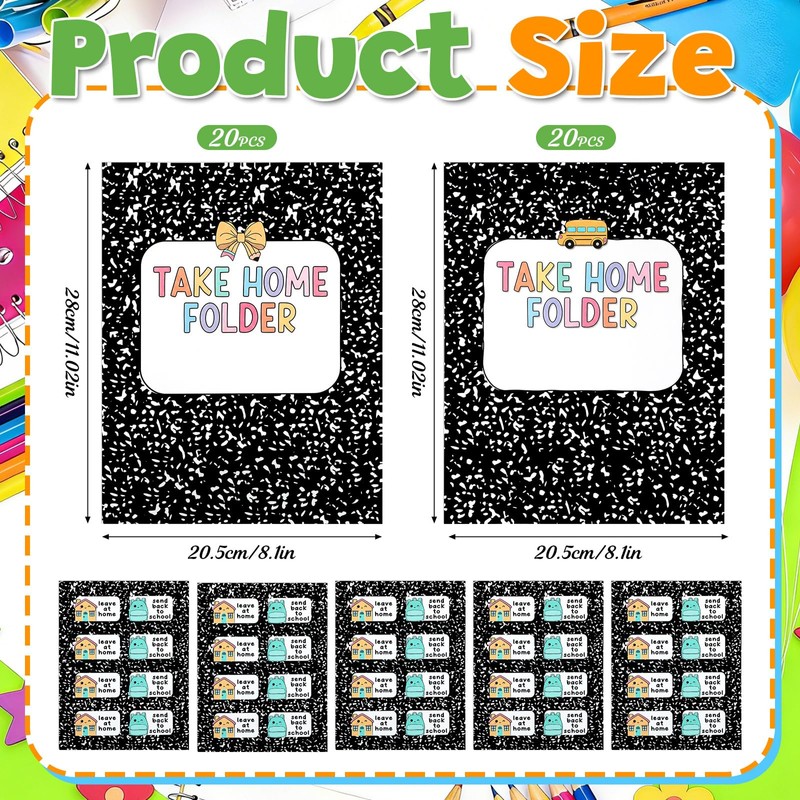 Gueevin 40 Set Student Homework Folder Labels for Homework Take