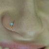 Tiny Light Blue opal Faux Clip-On Nose Ring 24g -