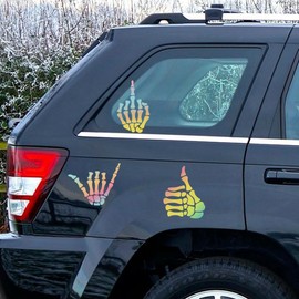 WADORN 5 Styles Rock Auf Skeletthand Vinyl Aufkleber, Aufkleber Vinyl Aufkleber 'Rock N Roll Gesture' Selbstklebend Wasserdicht Autoschilder Für Fenster Autos LKWs Skateboards Wände Tassen Laptops