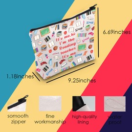 MNIGIU Reading Teacher Cosmetic Bag Reading Lover Gift Reading Teacher Appreciate Gift Reading Teacher Grad Gift (Reading-T Bag)