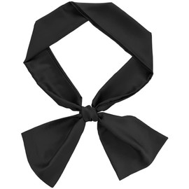 Allegra K Neckerchief Ribbon Scarf, Silk, Rectangle, Thin Belt, Hair Ornament, Bag Decoration, Long, Women's, Black