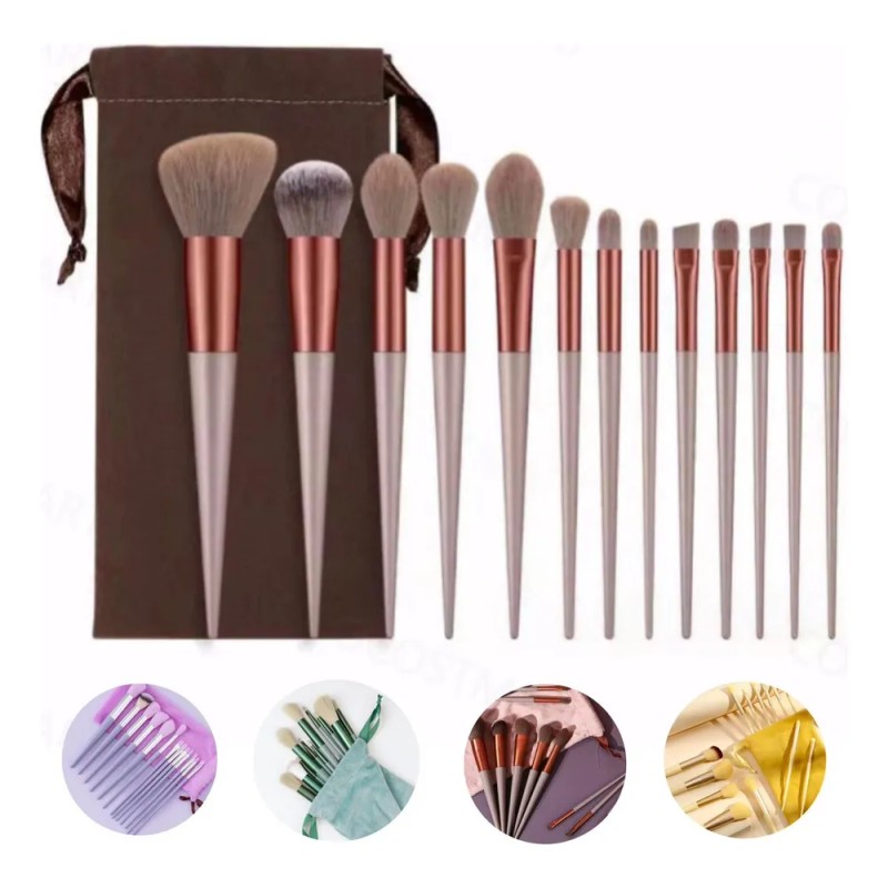 Set 13 Brochas De Maquillaje Profesional Juego De Brochas Color