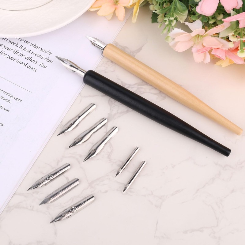 Penitue Comic Dip Pen Set with 2 Wooden Holders &