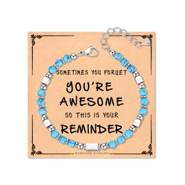 Wisedawn Turquoise Bead Blue Jewelry Bracelet for Teen Girls, Easter Basket Stuffers for Teens Kids, Unique Easter Birthday Gift Idea, Teen Girl Gifts Trendy Stuff