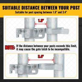 VIVIDA 1-3/8" Chain Link Gate Hinge Kit, Include Male & Female Gate Hinge, 1-3/8" Fence Fork Latch, Galvanized Steel