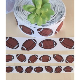 5/8, 7/8 & 1.5" (1 YD) Football Grosgrain Ribbon Sports Ball Football Cheer Bow - 5/8"