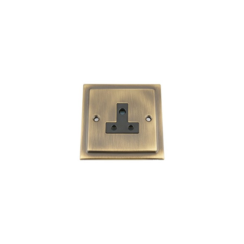 Round Pin Socket 5 Amp - Victorian - Antique Brass