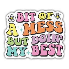 Mental Health Sticker Mental Health Gift Awareness Bit of A Mess But Doing My Best Vinyl Stickers Weather-Resistant Stickers for Water Bottles Laptop Phone Wall Window Car 3"