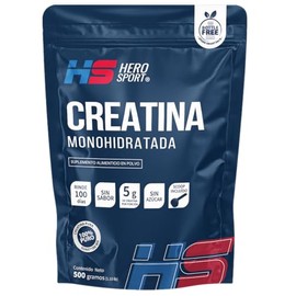HS Hero Sport Creatina Monohidratada de Alta Pureza 500g en Polvo. 5g de Creatina por Porción, 100% Pura, 100% Natural, 0 Azúcar, Sin Sabor, Sin Olor,