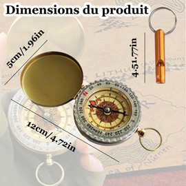 Tcnzdy Boussole Metal Painting Hiking Compass Whistle Survival Compass Camping Hiking Climbing Outdoor Activities