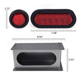 G-PLUS LED Trailer Steel Box Kit Compatible with Trailer/Truck W/ 6" Oval Tail Light & 2" Marker Lamp (Red Lens)